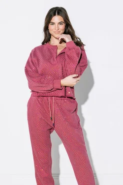 Online Queen Of Sparkles Scattered Rhinestone Jogger Mauve
