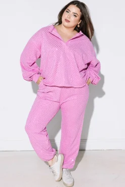 Store Queen Of Sparkles Scattered Rhinestone Sweatshirt Pink