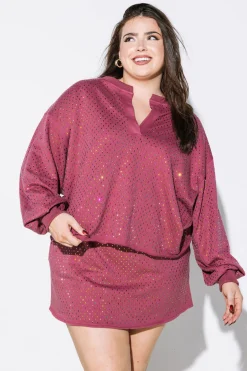 Online Queen Of Sparkles Scattered Rhinestone Sweatshirt Mauve