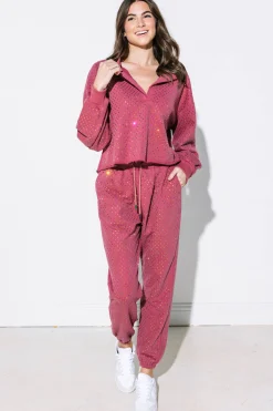 Online Queen Of Sparkles Scattered Rhinestone Sweatshirt Mauve