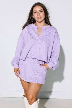 Shop Queen Of Sparkles Scattered Rhinestone Sweatshirt Lavender
