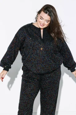 Clearance Queen Of Sparkles Scattered Rhinestone Sweatshirt Black Multi