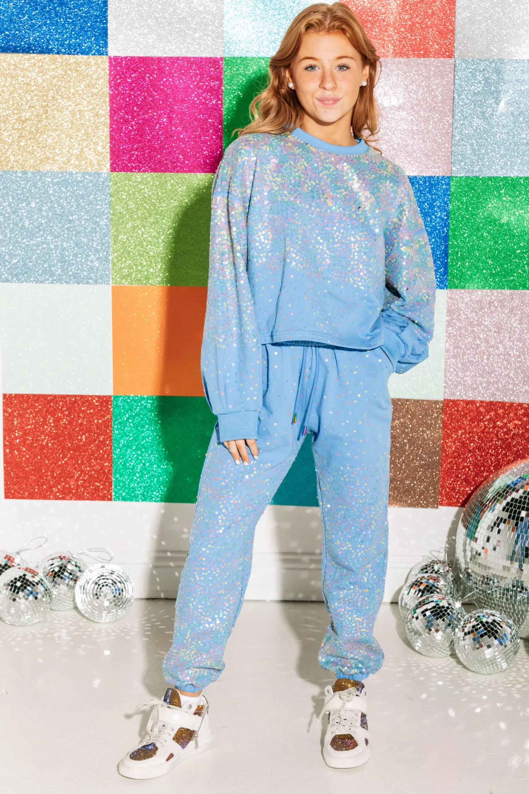Sale Queen Of Sparkles Scattered Sequin Sweatshirt Indigo