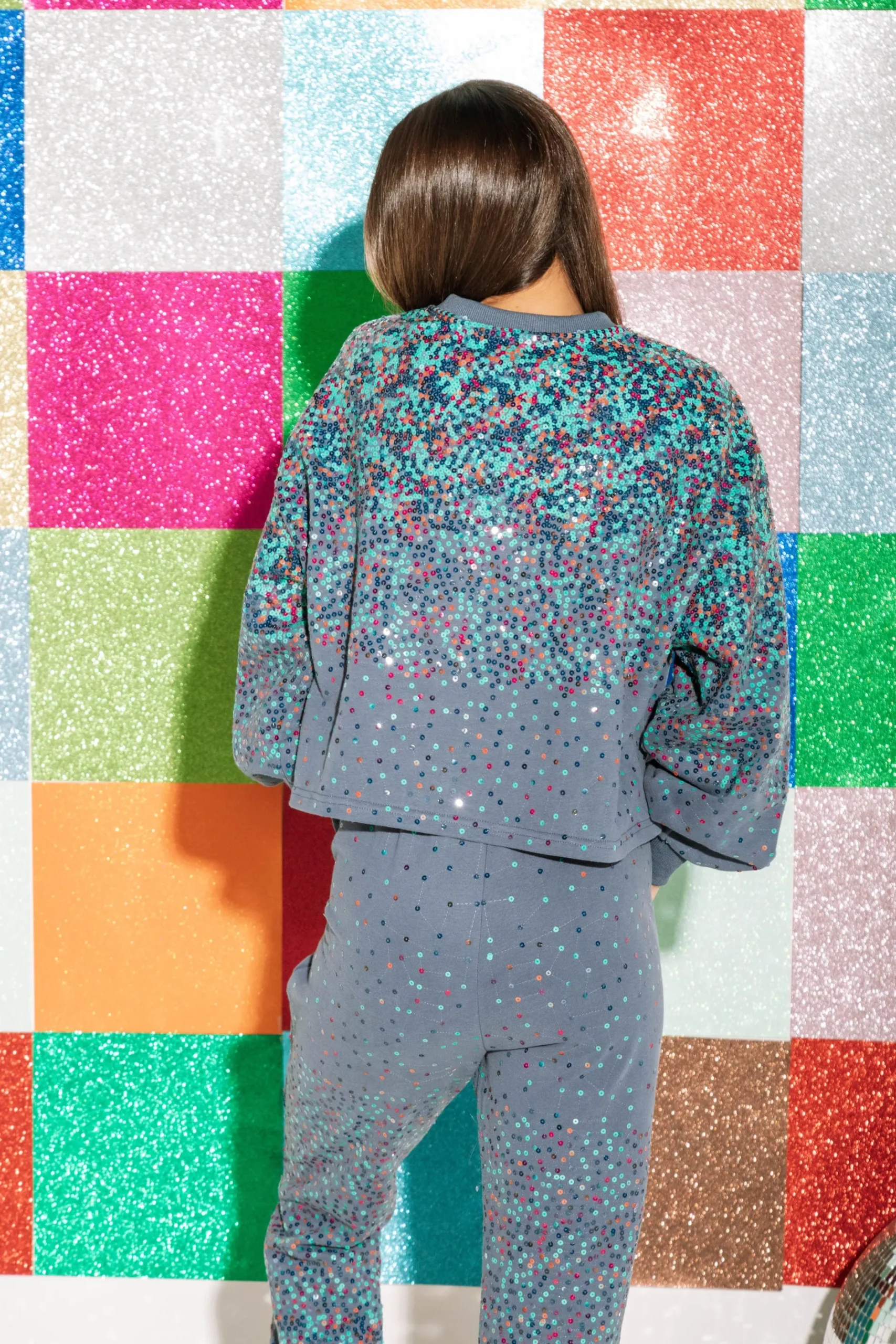 Sale Queen Of Sparkles Scattered Sequin Sweatshirt Grey
