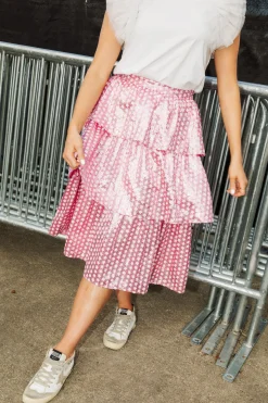 Hot Queen Of Sparkles Sequin Star Ruffle Tiered Midi Skirt