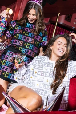Flash Sale Queen Of Sparkles Silver Cheers All Over Sweatshirt White