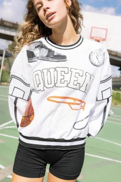 Cheap Queen Of Sparkles Slam Dunk Icon Sweatshirt White