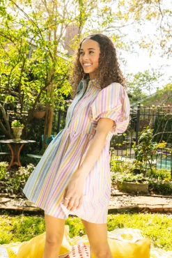 New Queen Of Sparkles Split Sequin Stripe Collar Dress Multi