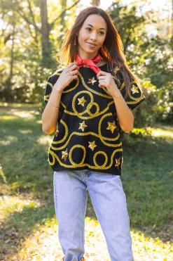 Store Queen Of Sparkles Star & Rope Tee Black