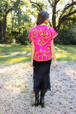 Best Sale Queen Of Sparkles Star & Rope Tee Hot Pink