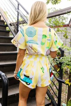 Fashion Queen Of Sparkles Stripe Italy Shorts Yellow