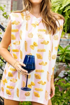 Sale Queen Of Sparkles Stripe Pasta Shoulder Pad Dress Pink
