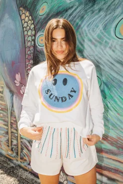 Clearance Queen Of Sparkles Sunday Smiley Sweatshirt