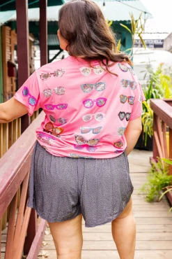 Cheap Queen Of Sparkles Sunglasses Tee Pink