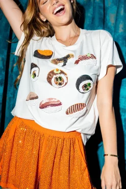 Shop Queen Of Sparkles Sushi Tee White