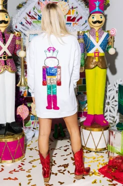 Discount Queen Of Sparkles Sweatshirt Dress With Multi Nutcracker White