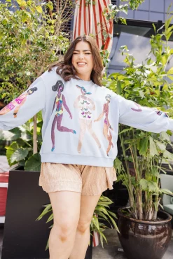 Fashion Queen Of Sparkles Swimsuit Girl Sweatshirt Light Blue