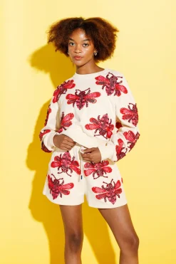 Flash Sale Queen Of Sparkles Tan & Red Bumble Bee Short
