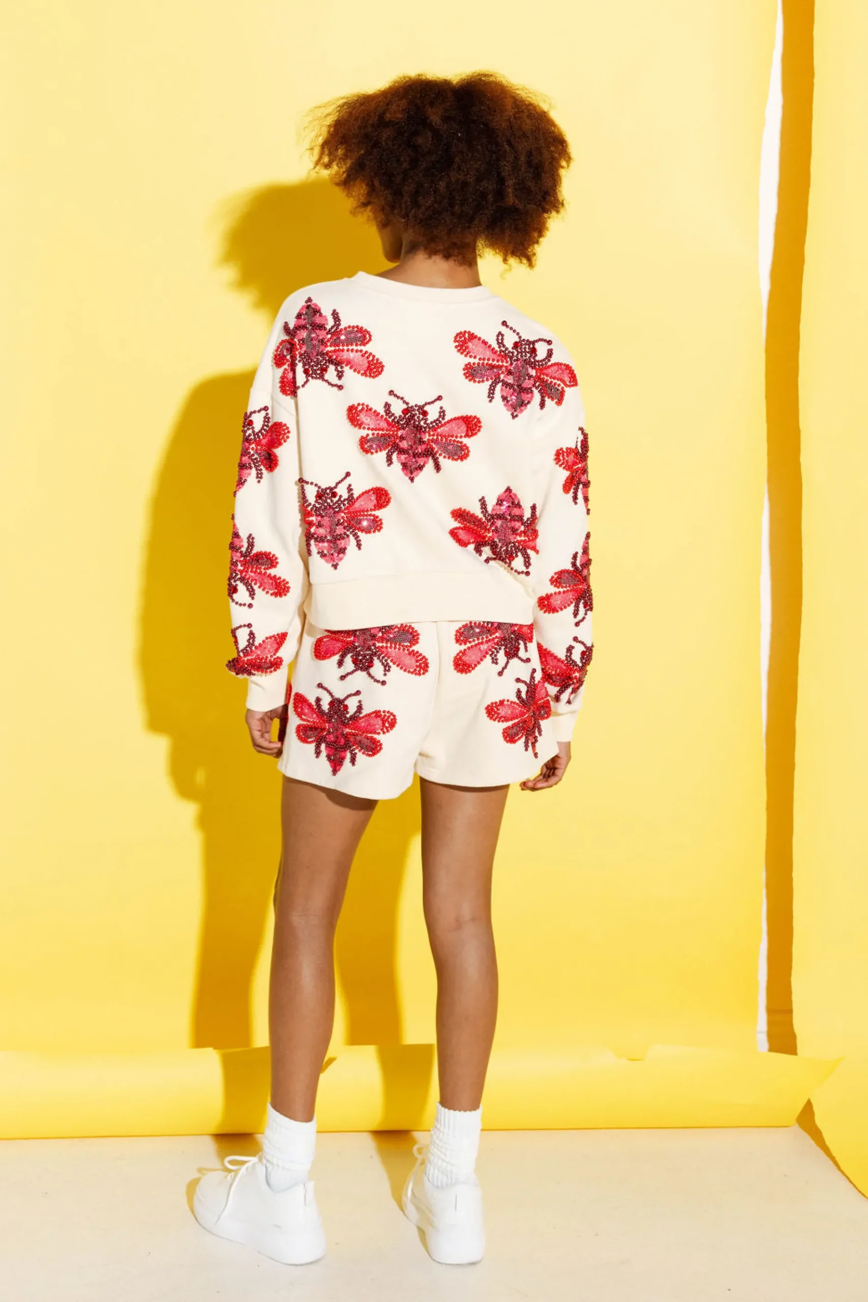Discount Queen Of Sparkles Tan & Red Bumble Bee Short