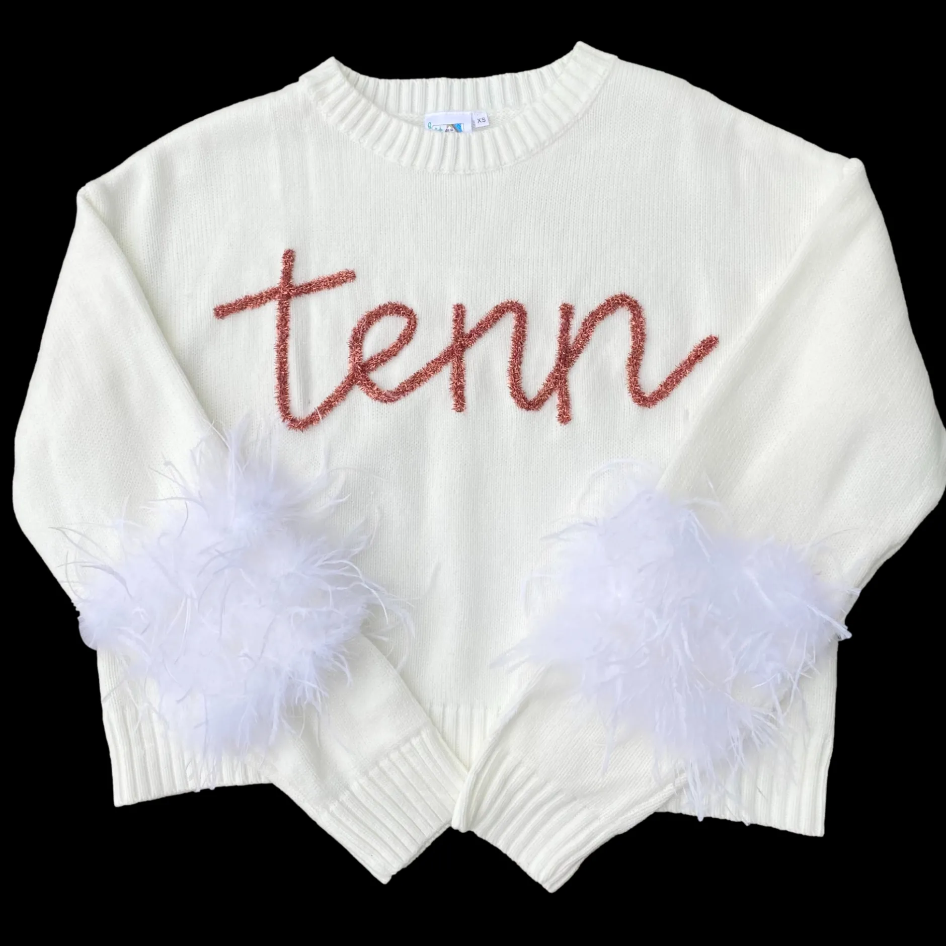 Discount Queen Of Sparkles Tenn Feather Sleeve Sweater