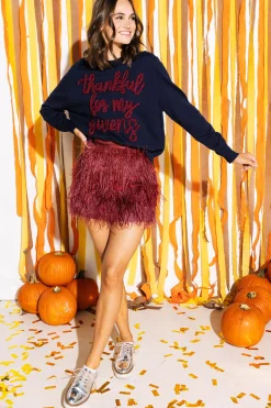 Sale Queen Of Sparkles Thankful For My Queens Glitter Script Sweater Navy