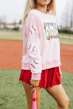 Best Sale Queen Of Sparkles This League Frame Sweatshirt Pink