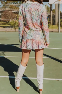 Cheap Queen Of Sparkles Tie Dye Rainbow Rhinestone Skort