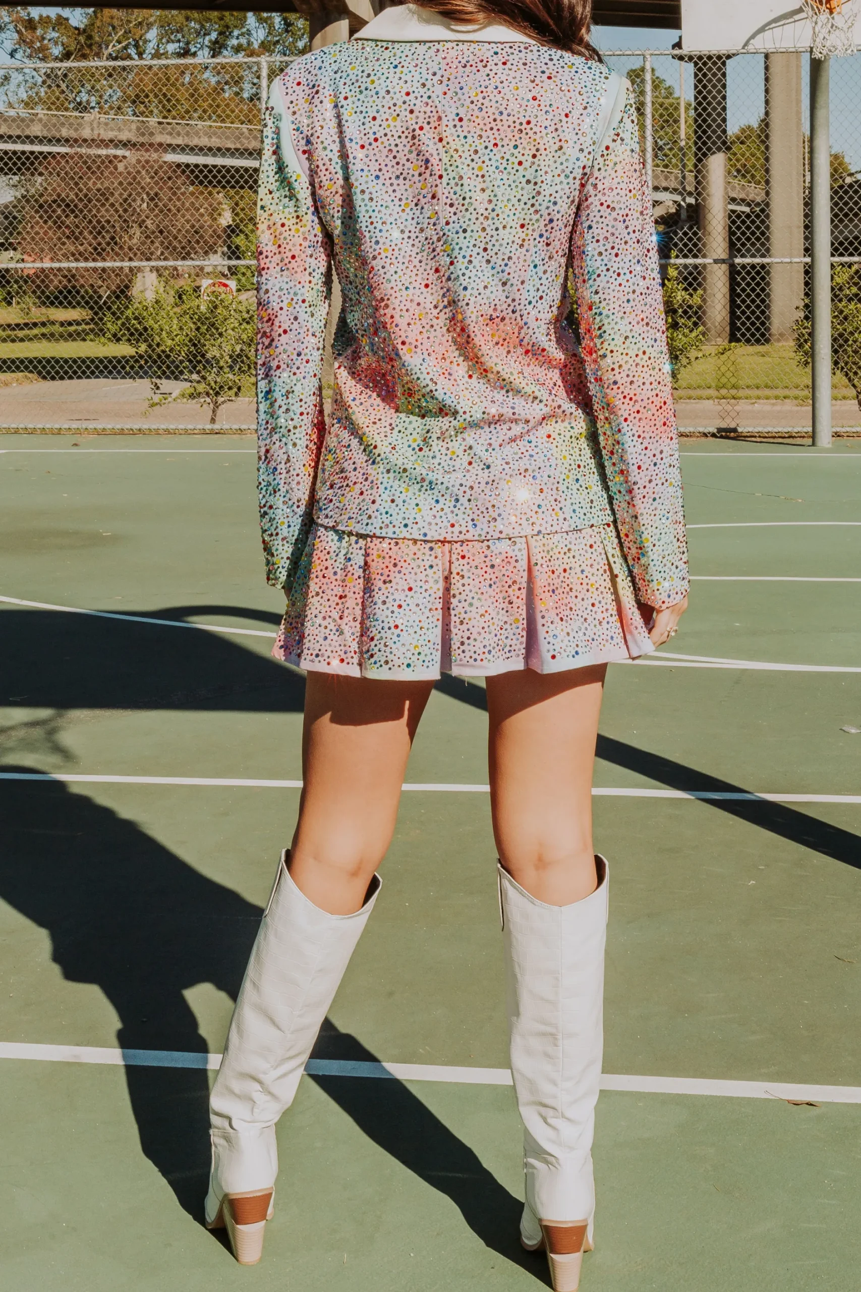 Cheap Queen Of Sparkles Tie Dye Rainbow Rhinestone Skort