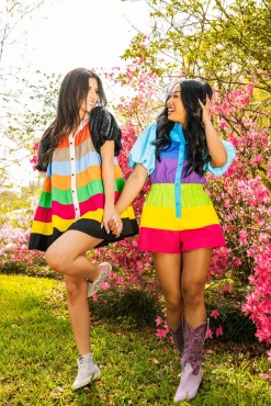 Sale Queen Of Sparkles Tier Sequin Sleeve Romper Rainbow
