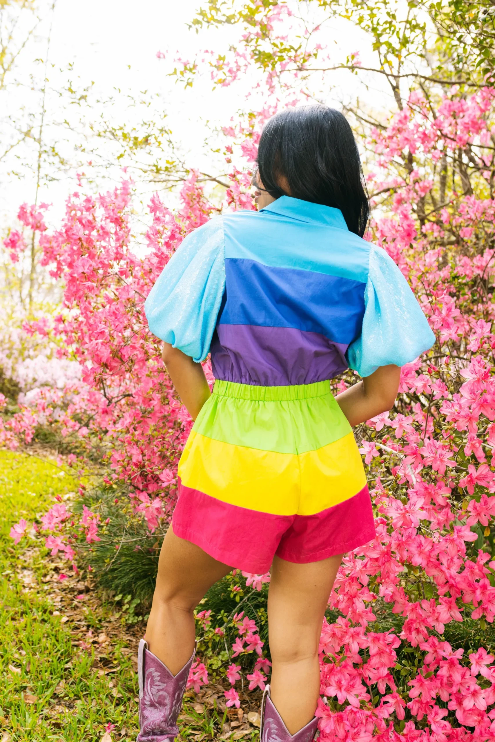 Sale Queen Of Sparkles Tier Sequin Sleeve Romper Rainbow
