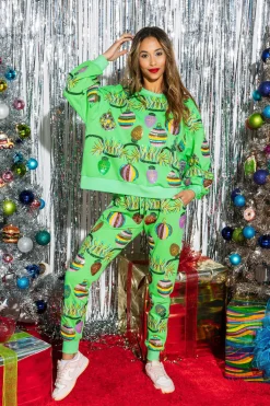 Discount Queen Of Sparkles Tinsel, Lights & Ornament Jogger Neon Green