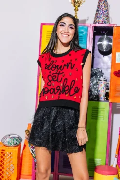 Hot Queen Of Sparkles Tinsel Skort Black