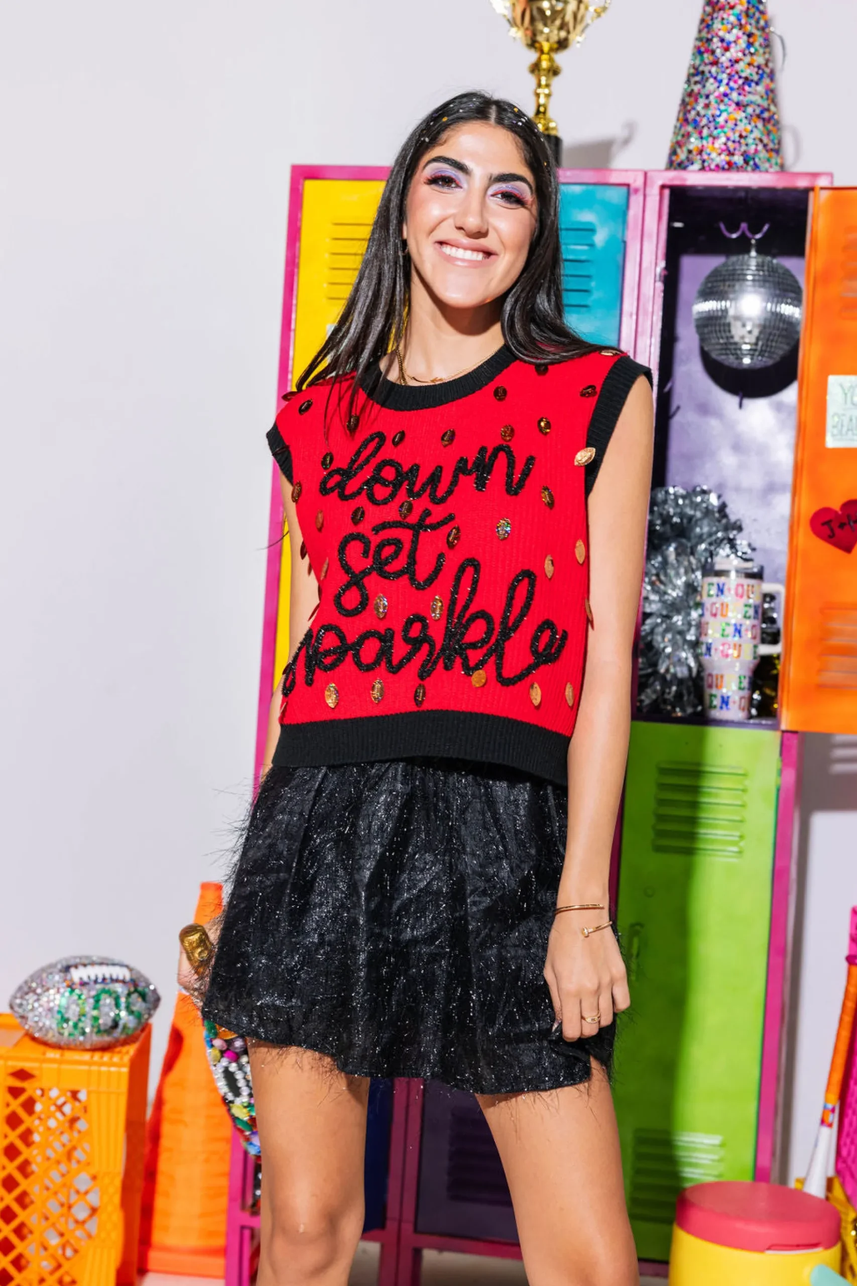 Hot Queen Of Sparkles Tinsel Skort Black