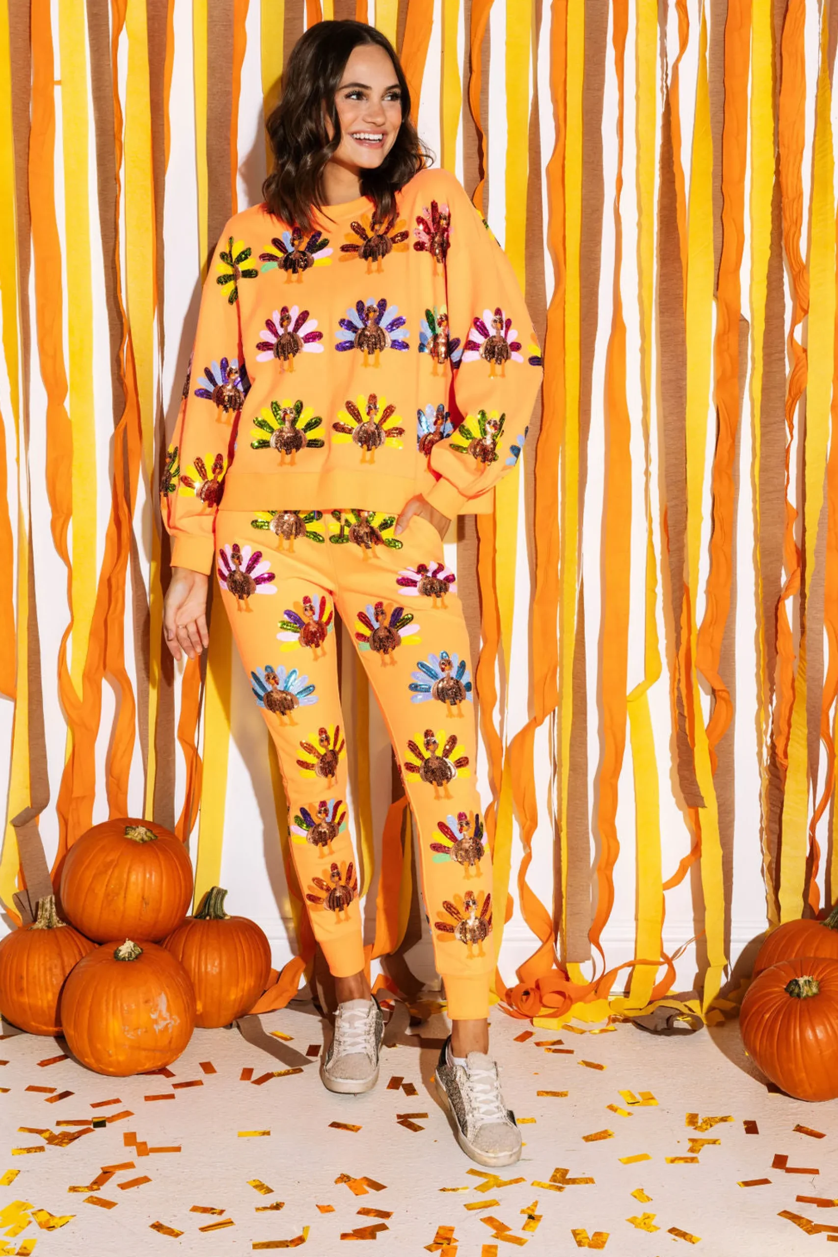 Discount Queen Of Sparkles Turkey All Over Jogger Neon Orange