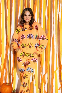 Discount Queen Of Sparkles Turkey All Over Jogger Neon Orange