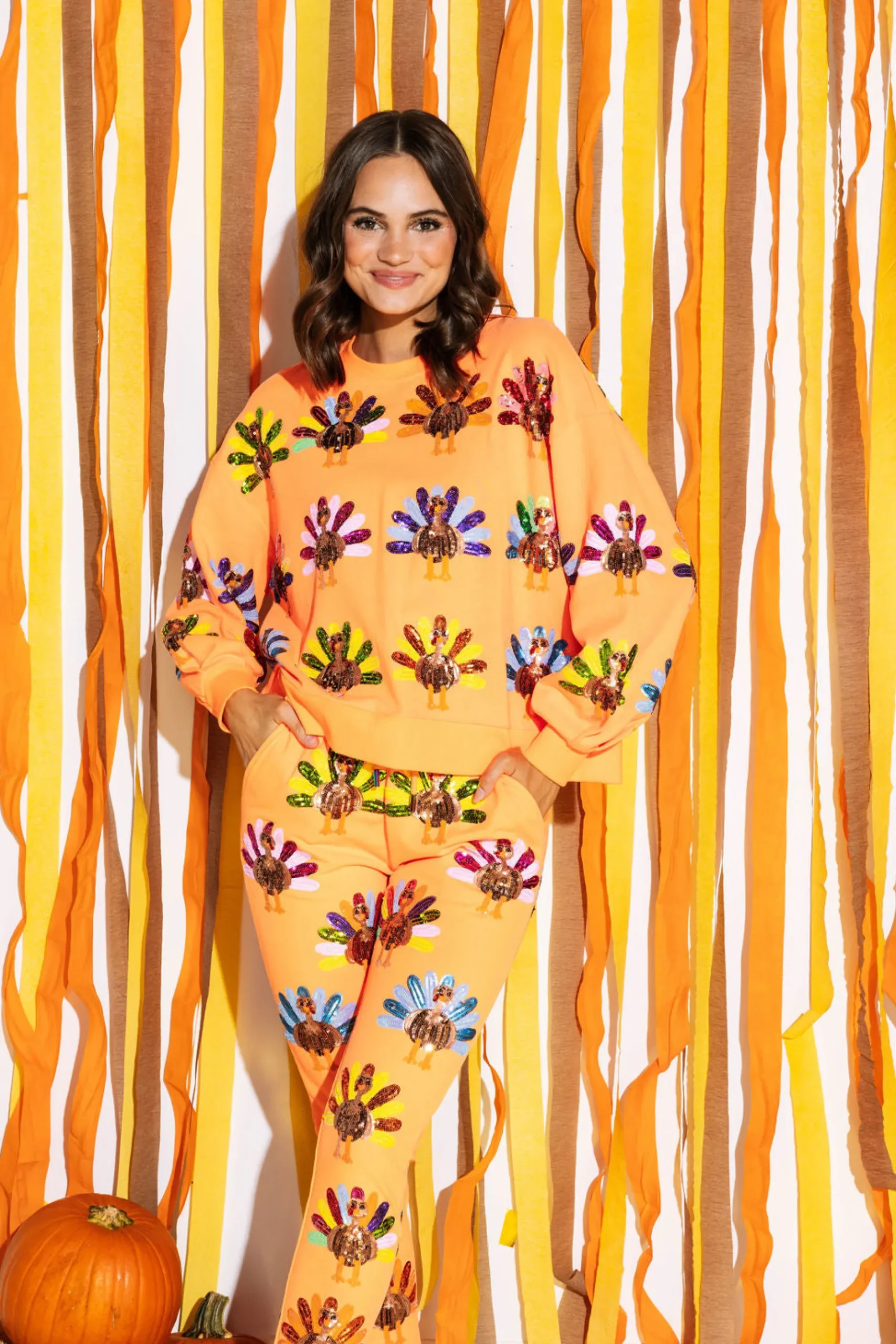 Discount Queen Of Sparkles Turkey All Over Jogger Neon Orange