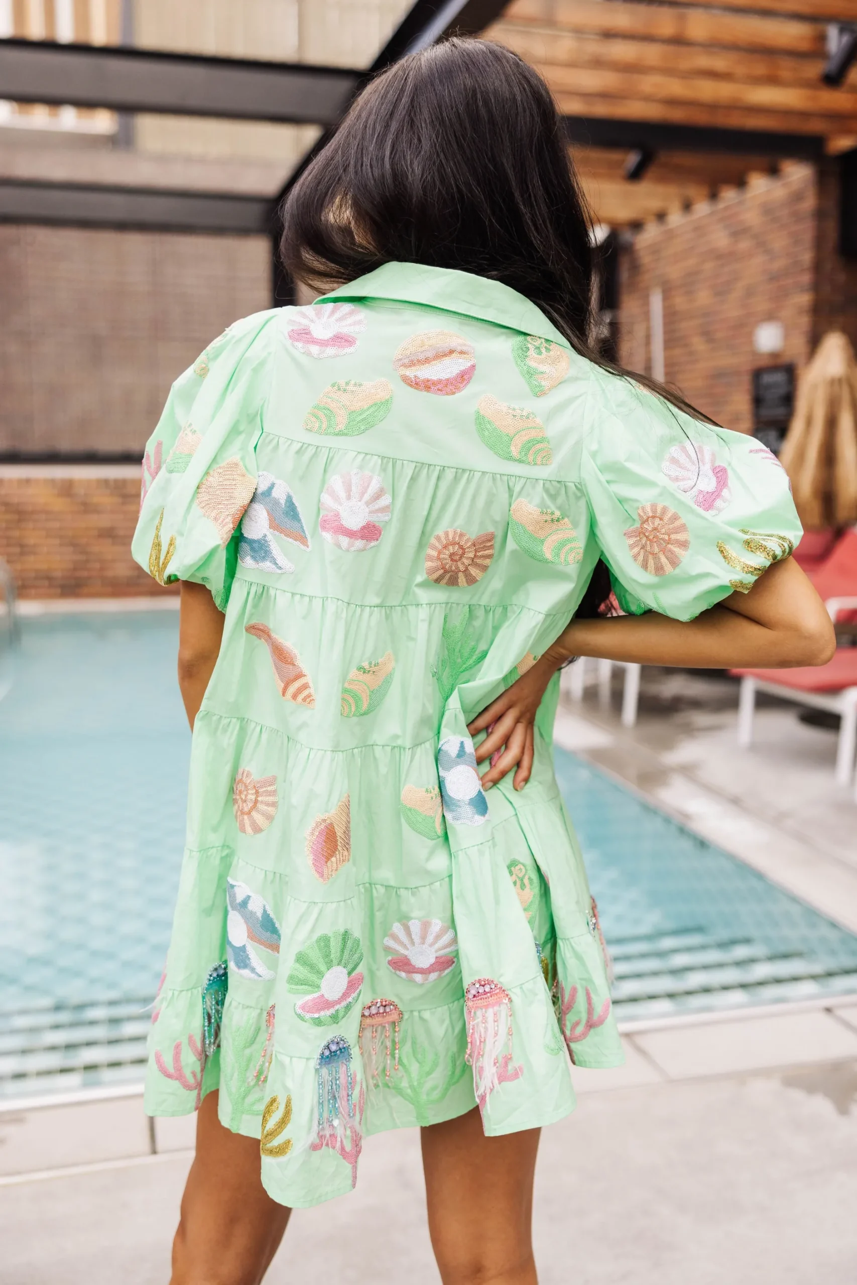 Online Queen Of Sparkles Under The Sea Poof Sleeve Dress Mint