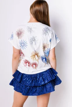Fashion Queen Of Sparkles Usa Popping Champagne Tee White