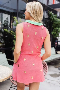 Outlet Queen Of Sparkles Watermelon Terry Cloth Coverup Dress Pink