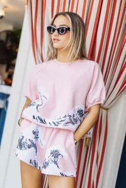 Hot Queen Of Sparkles Wave Top Light Pink