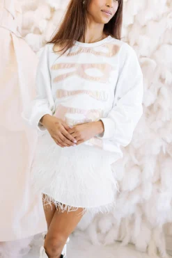 Clearance Queen Of Sparkles White Feather Skirt