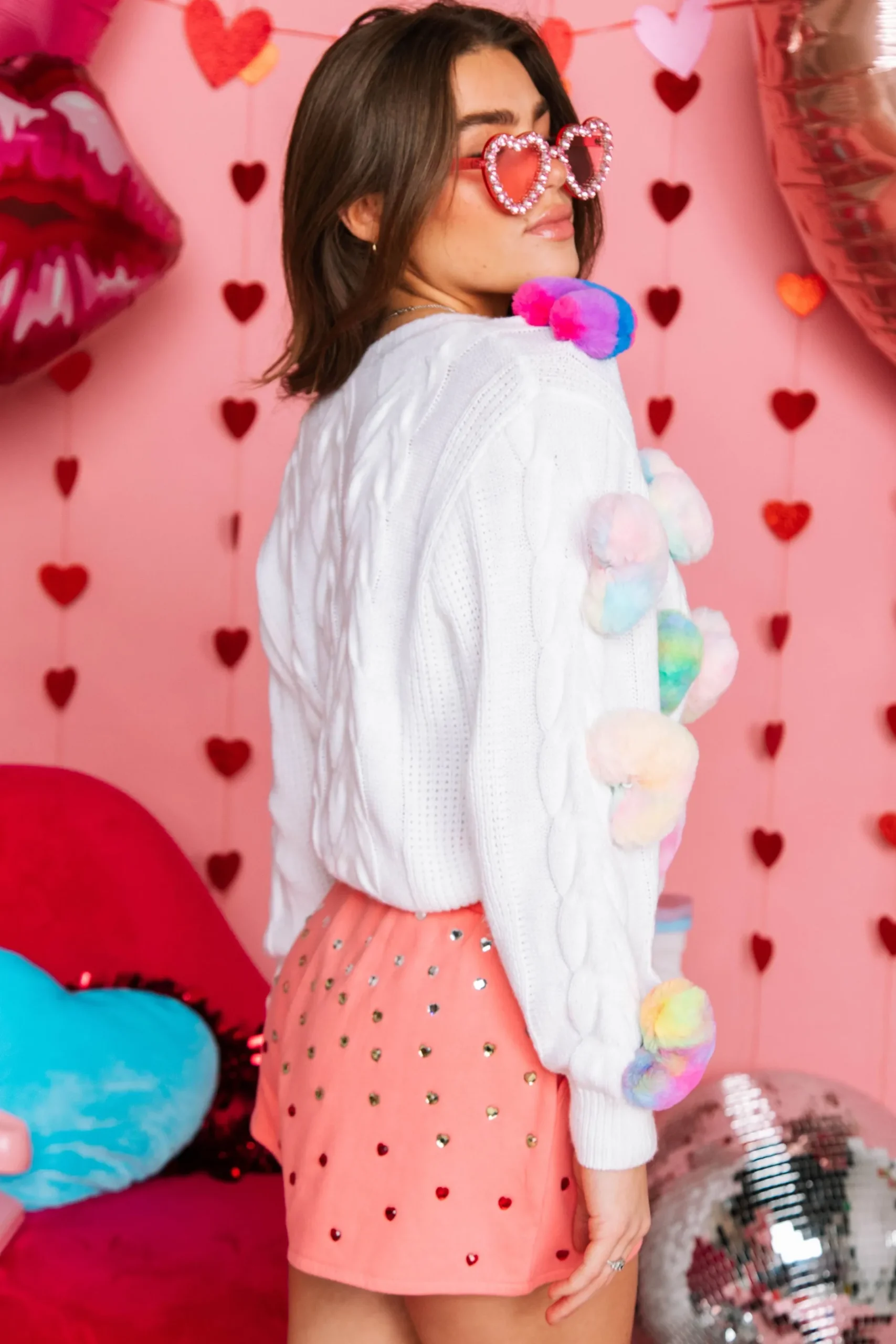Best Sale Queen Of Sparkles White Fur Heart Cardigan
