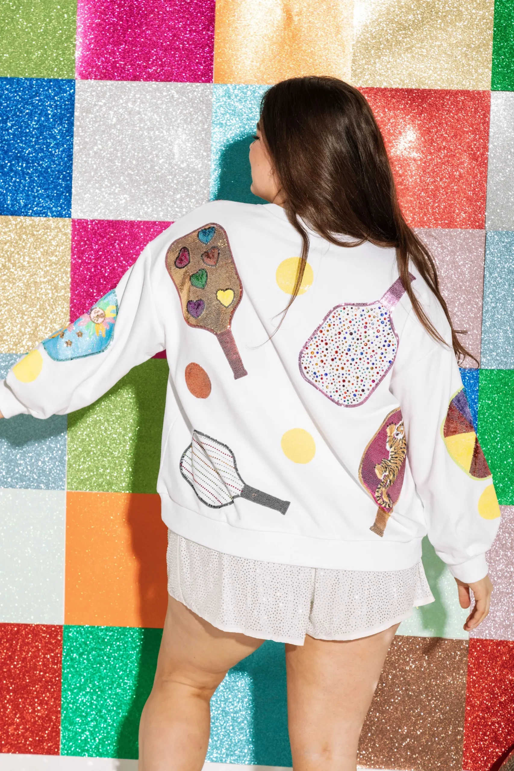 Online Queen Of Sparkles White Qos Pickleball Sweatshirt