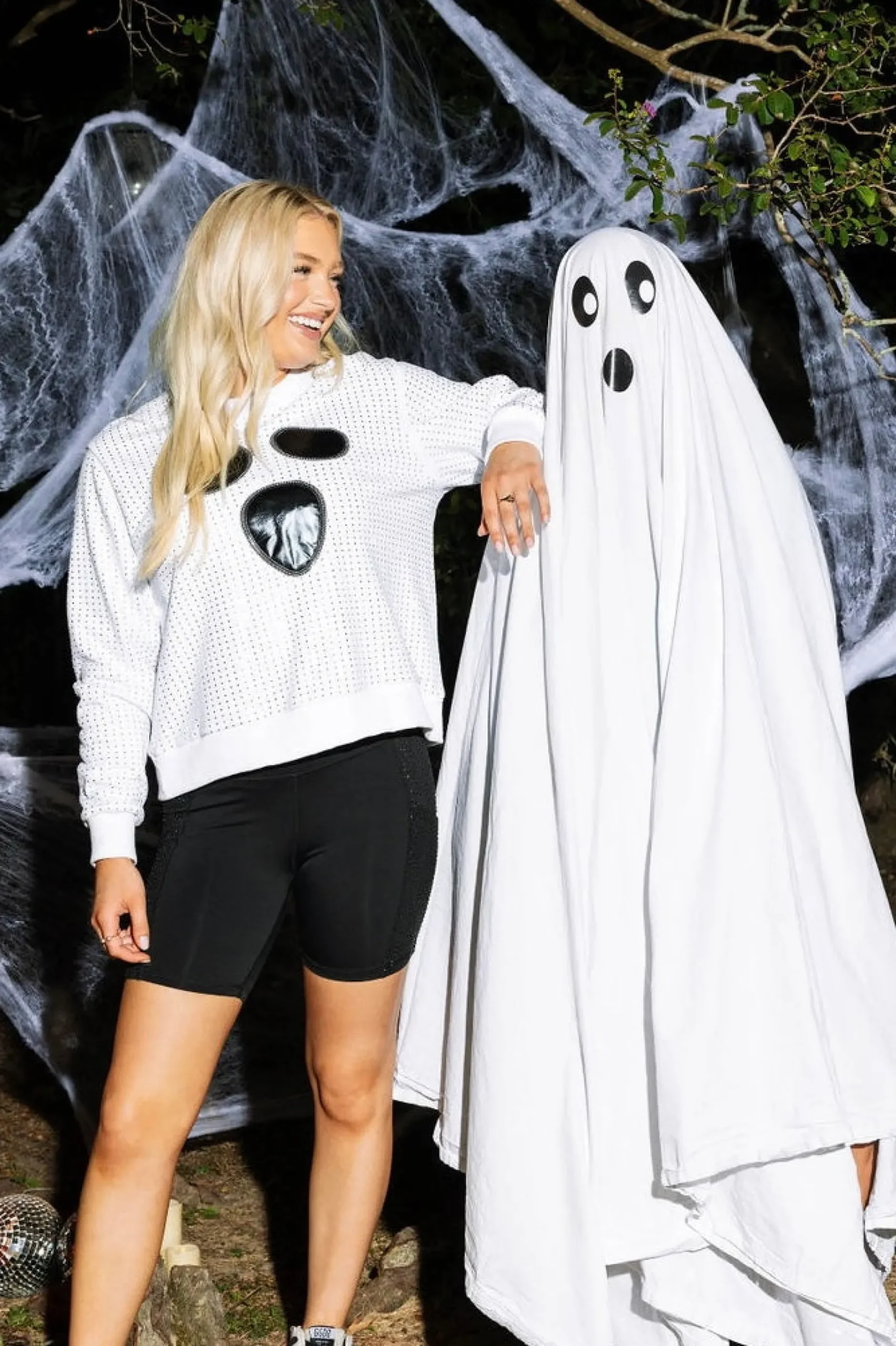 Fashion Queen Of Sparkles White Rhinestone Ghost Sweatshirt