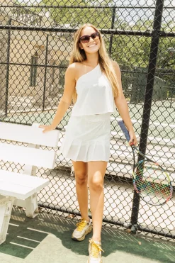 Hot Queen Of Sparkles White Rhinestone Tennis Skort