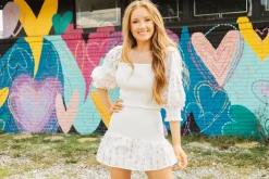 Cheap Queen Of Sparkles White Smocked Rainbow Sequin Pailette Top