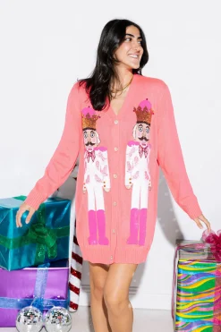 Store Queen Of Sparkles White Tiger Blazer Nutcracker Cardigan Dress Neon Pink