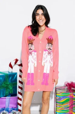 Store Queen Of Sparkles White Tiger Blazer Nutcracker Cardigan Dress Neon Pink