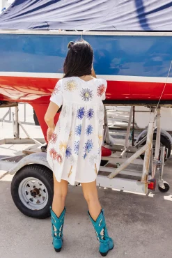 Cheap Queen Of Sparkles White Usa Popping Champagne Tee Dress