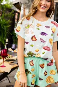 Sale Queen Of Sparkles Wine & Charcuterie Tee Mint